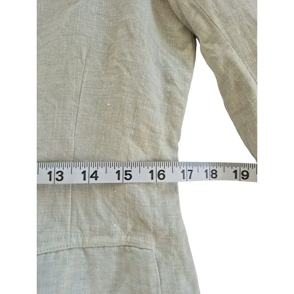 Vintage Lauren Ralph Lauren Linen Blazer Womens Sz 10 Gray Romantic Luxury Y2K